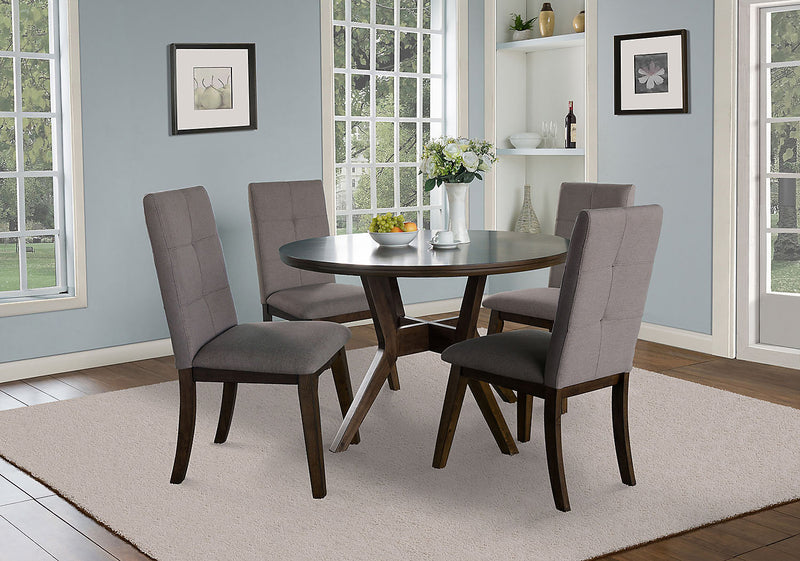 Ensemble de salle à manger Chelsea 5 pièces avec table ronde de 48 po (L) et 4 chaises brunes - brun noyer