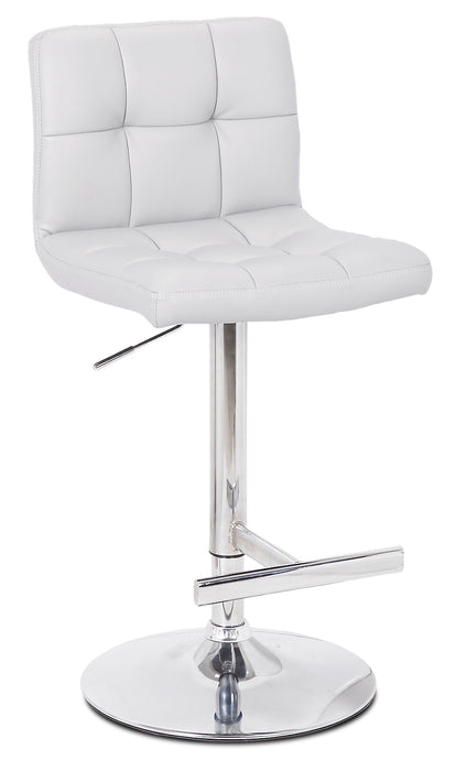 Tabouret 24-33 po bar Cruz en tissu de cuir végétalien et en métal avec siège pivotant et réglable - blanc