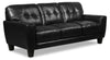 Curt Genuine Leather Sofa - Black - {Modern}, {Retro} style Sofa in Black {Solid Woods}