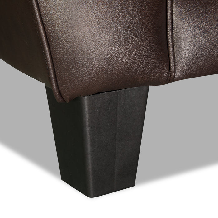 Fauteuil Curt de 41 po en cuir véritable avec capitonnage à boutons - brun