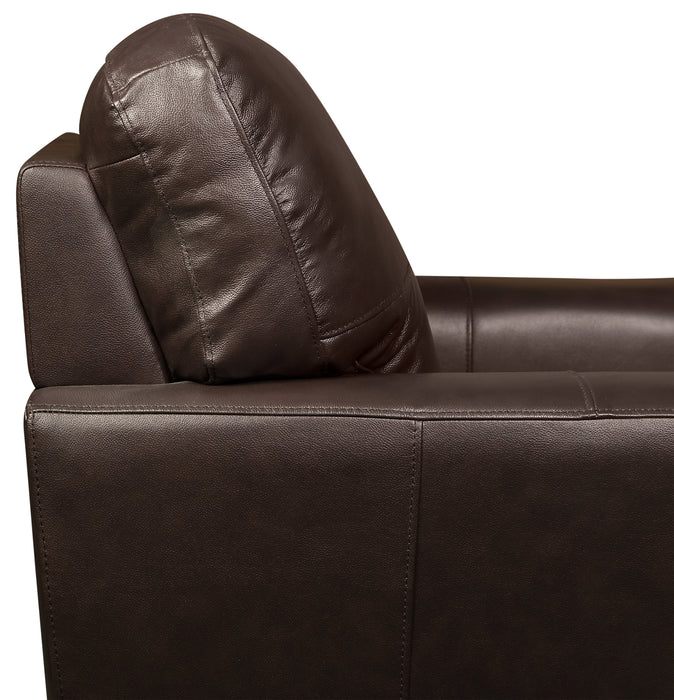 Causeuse Curt de 63 po en cuir véritable avec capitonnage à boutons - brun