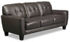 Curt Genuine Leather Sofa - Grey - {Modern}, {Retro} style Sofa in Grey {Solid Woods}