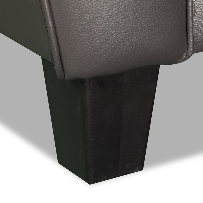 Sofa Curt de 85 po en cuir véritable avec capitonnage à boutons - gris