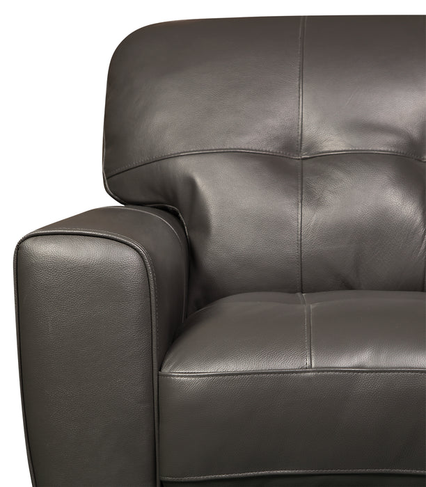 Sofa Curt de 85 po en cuir véritable avec capitonnage à boutons - gris