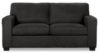  Sofa-lit double Fiona de 74 po fabriqué au Canada en tissu de chenille avec accoudoirs rectilignes - gris