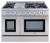 Cuisinière hybride à double four Thor Kitchen de 6,7 pi³ – HRD4803U-SS