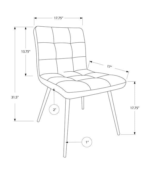 Chaise de salle à manger chrome et apparence cuir blanc, 2 pièces