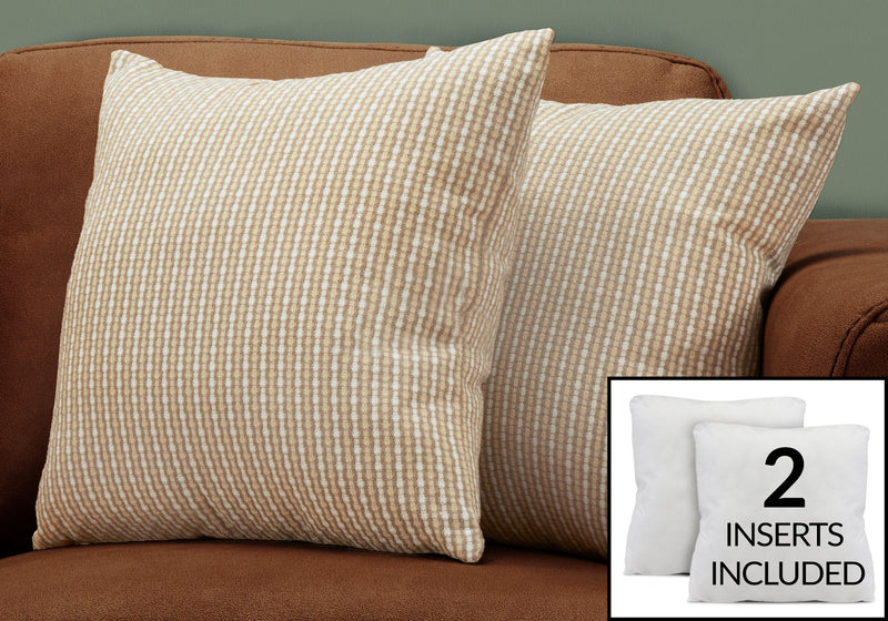 Coussin 2 pièces abstrait à pois taupe foncé et clair