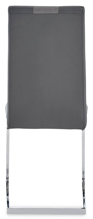 Ensemble de salle à manger Jaye 7 pièces avec table de 63 po (L), dessus en verre, base piédestal et 6 chaises - gris et blanc