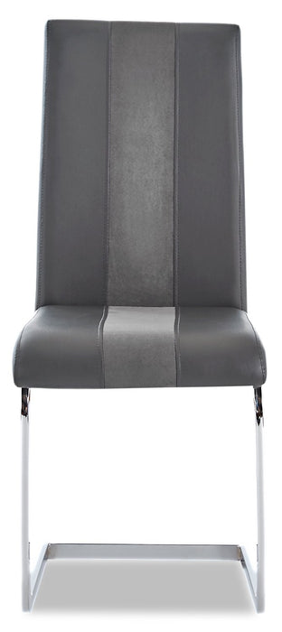 Chaise de salle à manger Jaye en tissu de cuir végétalien et en métal - grise