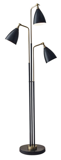 Lampe à pied Jetty de 62 po noire et dorée à 3 ampoules