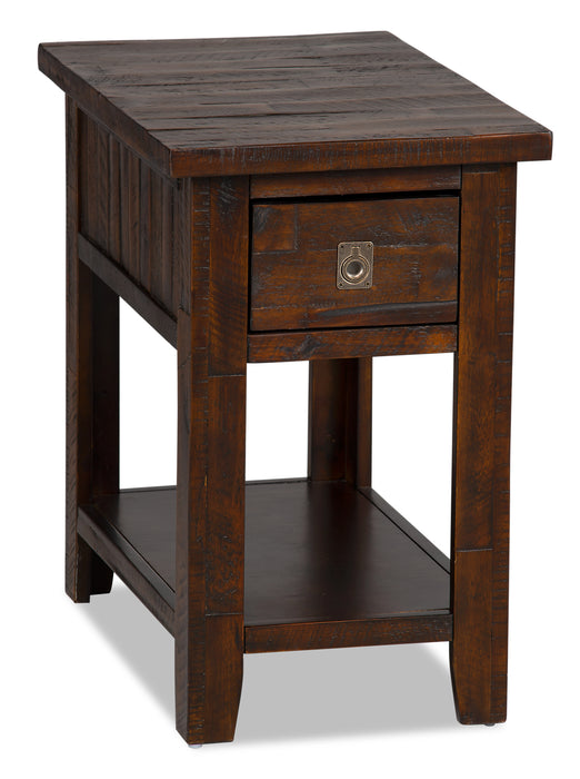 Table de fauteuil rustique Konagrove de 16 po avec rangement et tablette - bois brun foncé