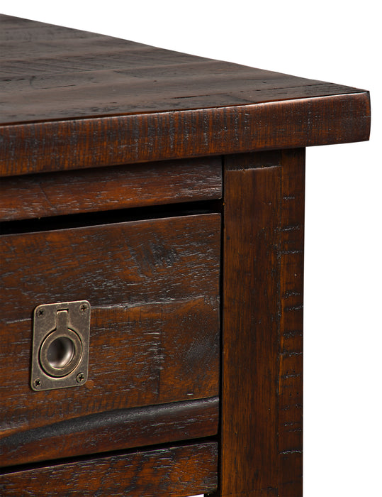 Table de fauteuil rustique Konagrove de 16 po avec rangement et tablette - bois brun foncé