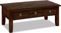Table à café rustique Konagrove de 48 po avec rangement et roulettes - bois brun foncé