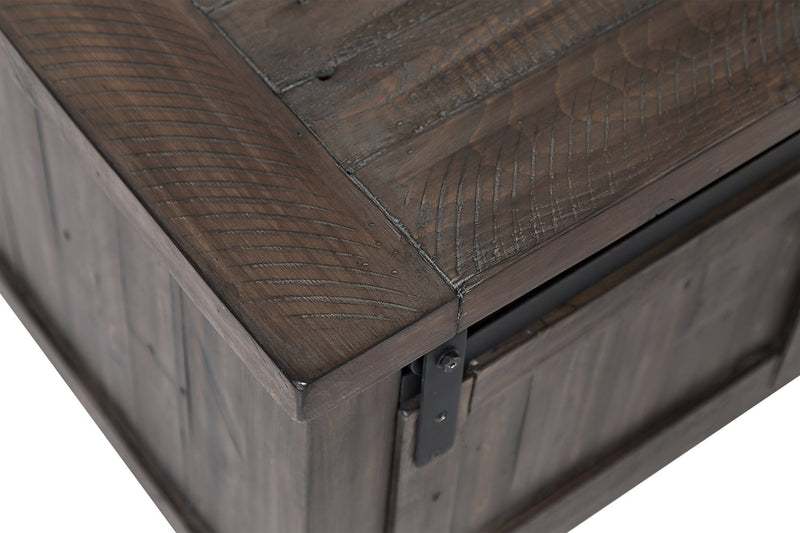 Table à café rustique Madison de 50 po avec rangement, tablette et roulettes - bois gris-brun
