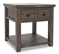 Table de bout rustique Madison de 24 po avec rangement et tablette - bois gris-brun