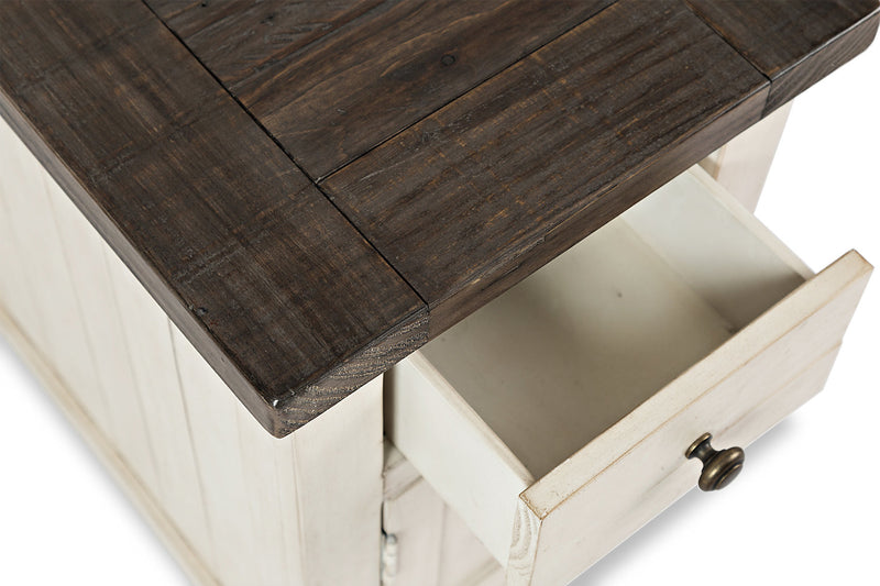 Table de fauteuil rustique Madison de 16 po avec rangement - bois blanc