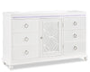 Ava Bedroom 7-Drawer Dresser with LED Light, 67"W x 39"H, Glam - White | Commode somptueuse Ava de 67 po (L) x 39 po (H) à 7 tiroirs avec éclairage à DEL pour la chambre à coucher - blanche