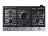 Surface de cuisson à gaz intelligente Samsung de 36 po à 5 brûleurs avec brûleur double puissant de 22 000 BTU, plaque chauffante et grille pour wok - acier inoxydable - NA36N7755TS/AA