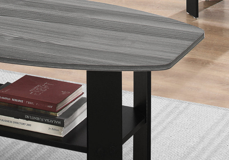 Ensemble 3 tables modernes Rosario de 35,5 po (table à café et 2 tables de bout) avec tablette - gris et noir 