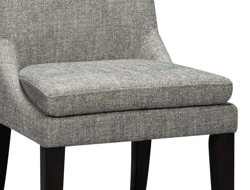Chaise de salle à manger Shilo en tissu d’apparence lin et en bois - grise