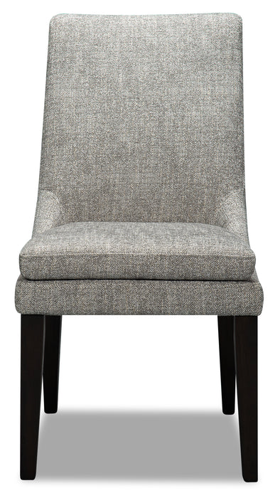 Chaise de salle à manger Shilo en tissu d’apparence lin et en bois - grise