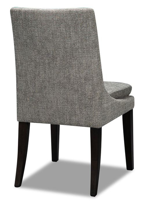 Chaise de salle à manger Shilo en tissu d’apparence lin et en bois - grise