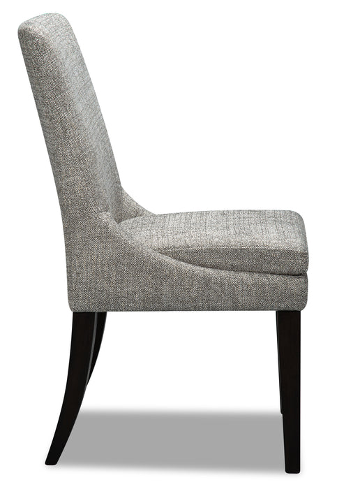 Chaise de salle à manger Shilo en tissu d’apparence lin et en bois - grise