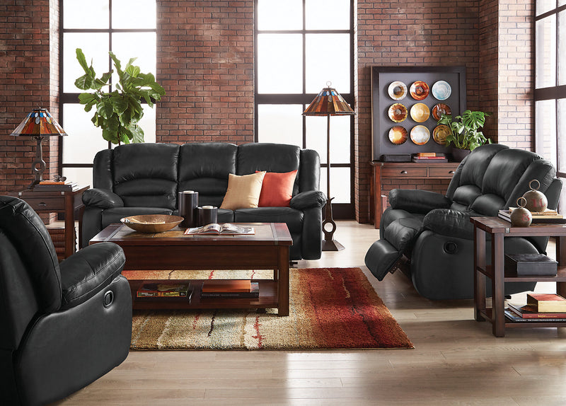 Sofa à inclinaison électrique Toreno de 86 po en cuir véritable - noir