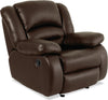 Fauteuil berçant inclinable Toreno de 42 po en cuir véritable - brun