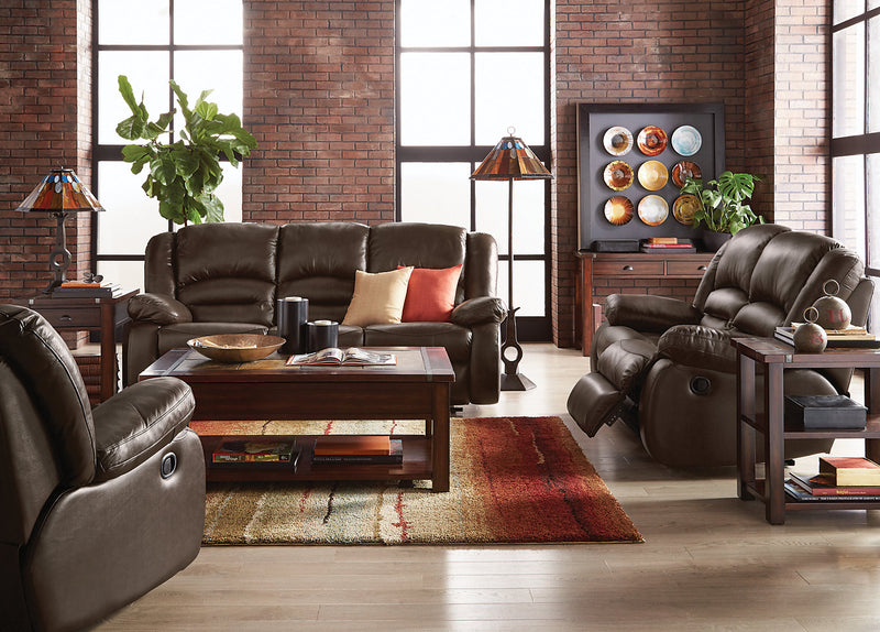 Fauteuil berçant inclinable Toreno de 42 po en cuir véritable - brun