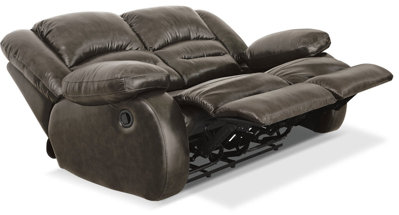 Causeuse inclinable Toreno de 64 po en cuir véritable - grise