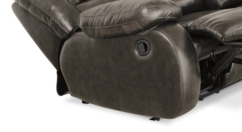 Causeuse inclinable Toreno de 64 po en cuir véritable - grise