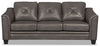 Sofa Andi de 84 po en tissu d’apparence cuir avec capitonnage - gris