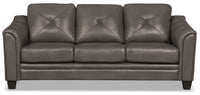 Sofa Andi de 84 po en tissu d’apparence cuir avec capitonnage - gris