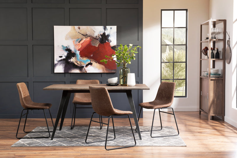 Ensemble de salle à manger Amos 5 pièces en métal avec table de 60 po (L) et 4 chaises - brun