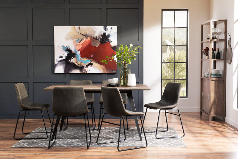 Ensemble de salle à manger Amos 7 pièces en métal avec table de 60 po (L) et 6 chaises - gris