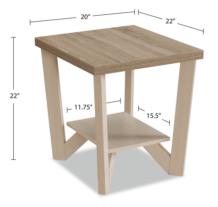 Ensemble 3 tables modernes Arika de 47,5 po (table à café et 2 tables de bout) avec tablette - ivoire 