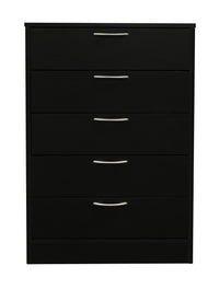Commode verticale Arlo de 23,6 po (L) x 36,2 po (H) à 5 tiroirs pour la chambre à coucher, fabriquée au Canada - noire