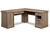 Bureau en coin en forme de L Barrister Lane de 68,88 po à 3 tiroirs avec armoire - chêne salé