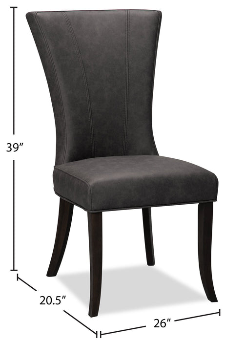 Chaise de salle à manger Bree en tissu de cuir végétalien - grise