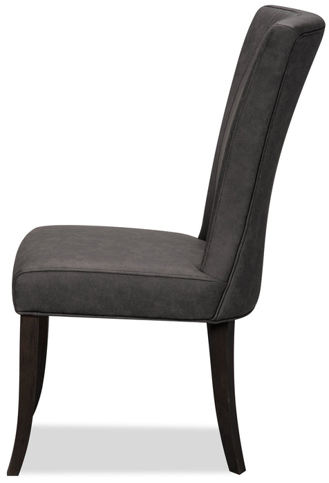 Chaise de salle à manger Bree en tissu de cuir végétalien - grise