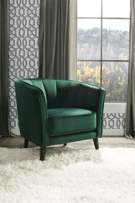 Fauteuil d’appoint Brinley de 29 po en tissu de velours avec pattes en bois - vert