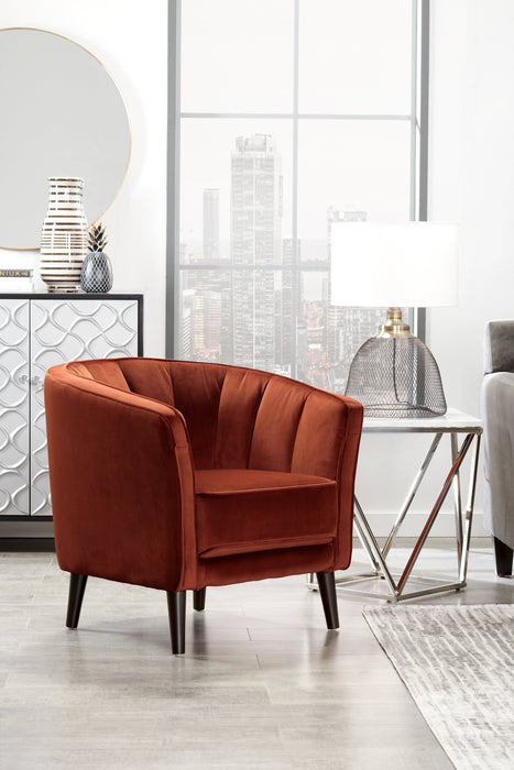 Fauteuil d’appoint Brinley de 29 po en tissu de velours avec pattes en bois - orange