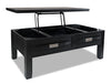 Table à café rustique Bronx de 48 po avec dessus relevable, rangement, tablette et roulettes - bois anthracite