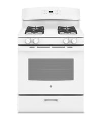 Cuisinière à gaz GE de 4,8 pi³ avec brûleur à mijotage précis et brûleur scellé sur la surface de cu…