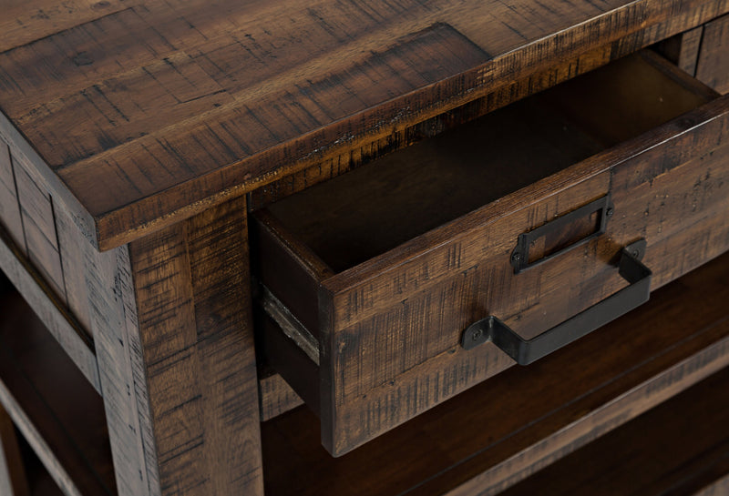 Table de salon rustique Casey de 50 po avec rangement et tablette - bois brun