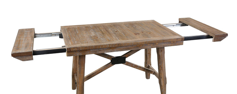 Ensemble de salle à manger Cedar 6 pièces en pin avec table de 72,07 po (L), base à tréteaux, banc et 4 chaises - brun