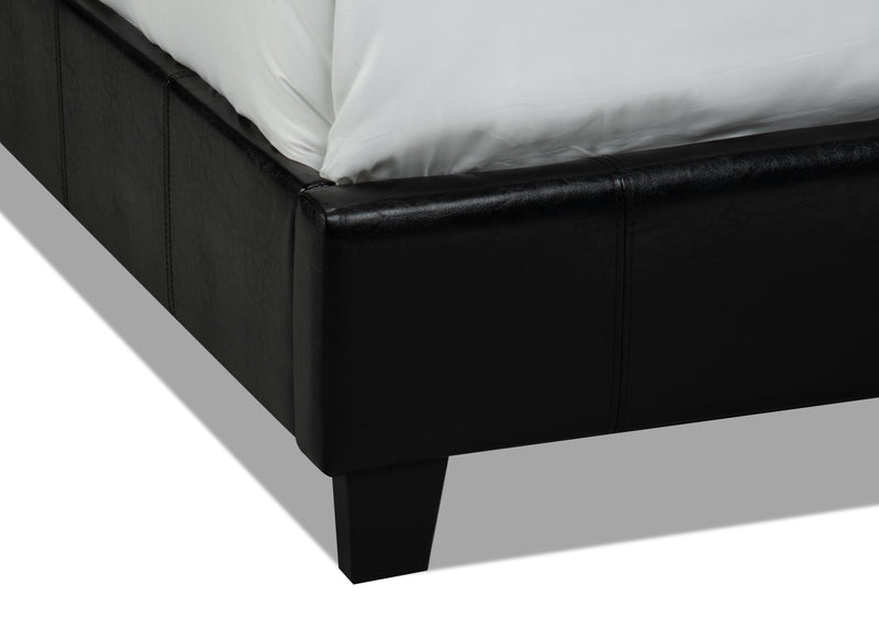 Lit rembourré Chase en tissu de cuir végétalien brun - format lit simple