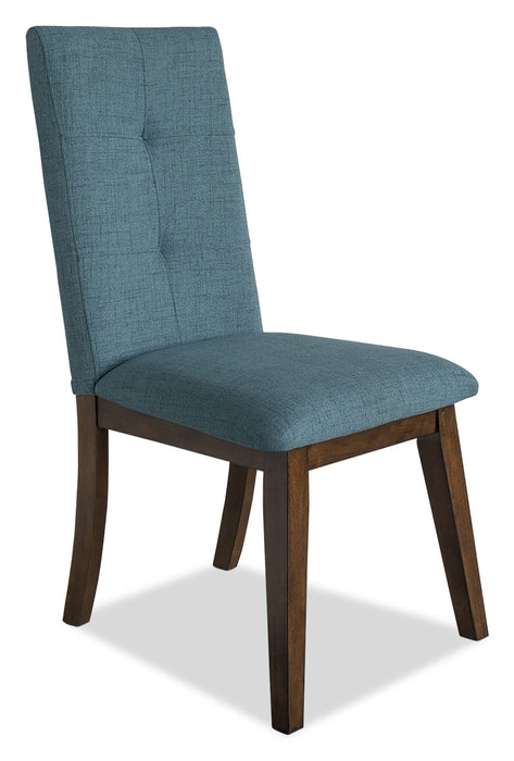 Chaise de salle à manger Chelsea en tissu d’apparence lin - bleu turquoise